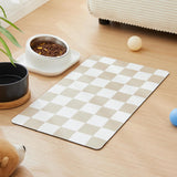 Dog Feeding Mat, Absorbent Mats For Dog Food And Water Bowl, Dispenser, Retro Aesthetic Khaki Beige Checkerboard Pet Placemat For Dogs, Cats, Puppy