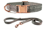 Faux Linen Metal Buckle Collar Dog Leash